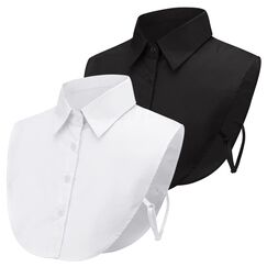 PHOGARY 2 Stücke Frauen Kragen Krageneinsatz Damen, Fake Collar Detachable Collar Abnehmbare Hälfte Shirt Bluse Blusenkragen Einsatz für Damen, Weiß+Schwarz, Eine Größe Passt Am Meisten