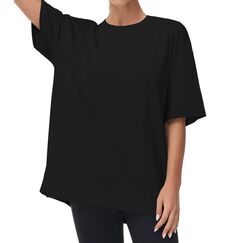 THE GYM PEOPLE Damen Kurzärmeliges mit Rundhalsausschnitt Übergroße T-Shirts Basic Baumwolle Shirts