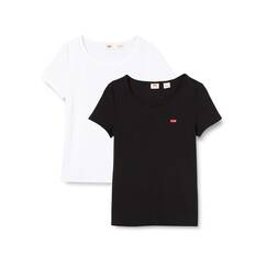 Levi's Damen 2-Pack Tee T-Shirt, White +/Mineral Black, M