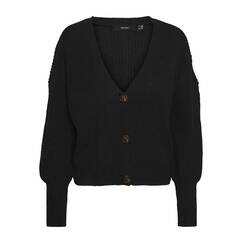 VERO MODA Damen Vmlea Ls V-Hals Manchet Cardigan Noos Strickjacke, Schwarz, L EU