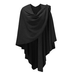 PULI Damen Sweatshirt Strickschal vorne kreuzen Poncho Decke Cape Cardigan Wickelschal , 1-schwarz, Gr. Einheitsgröße