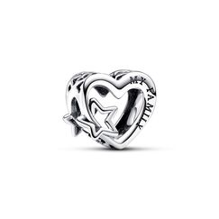 PANDORA Moments Offen gearbeitetes Familie Herz & Stern Charm aus Sterling Silber, Kompatibel Moments Armbändern, 792829C00