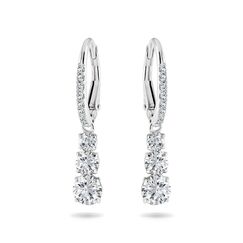 Swarovski Stilla Attract Trilogy Ohrringe, Weiss, Rhodiniert