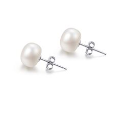 Süßwasserperlen Ohrringe Echt 925 Silber Stecker Perlenohrringe Weiß 8MM Süßwasser-Zuchtperlen Ohrringe Ohrstecker