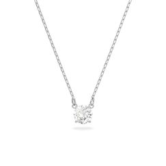 Swarovski Stilla Attract Halskette, Rundschliff, Weiß, Rhodiniert