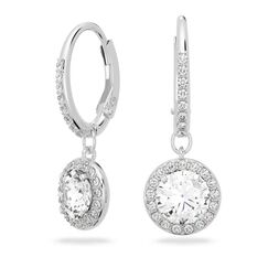 Swarovski Una Angelic Drop-Ohrhänger, Rundschliff, Weiß, Rhodiniert