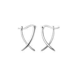 SLUYNZ 925 Sterling Silber X Creolen Ohrringe für Frauen Damen Minimalistische Creolen Huggie (A-Silver)