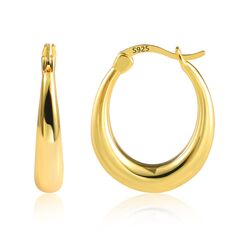 KISSPAT Creolen Ohrring 925, 14 Karat echt Vergoldet Gro&szlig;e Ovale Creolen f&uuml;r damen, Hypoallergen Ohrstecker f&uuml;r Frauen 0,86 Zoll