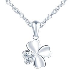 feilok Kette Damen Halskette mit Kleeblatt Zirkonia Vierblättriges Glücksbringer Anhänger aus 925 Sterling silber Halskette für Frauen Mädchen