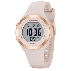 GOLDEN HOUR Digital Uhr Damen 5ATM Wasserdichte Sport Chronograph mit Silikonarmband - Sportlich Elegant mit Datum, Leuchtend Leicht ablesbares Zifferblatt
