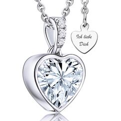 LOVENEST Herz Halskette Silber 925 / Vergoldet Halskette Damen I Love You Kette Silberkette Herz Anhänger Schmuck Geschenke Frauen Freundin Sie zum Geburtstag Hochzeitstag Liebesgeschenk, Zirkonia