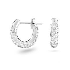 Swarovski Dextera Kreolen, Pavé, Klein, Weiß, Rhodiniert