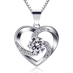 B.Catcher Halskette Damen, Silber 925 Herzkette, Herz änhänger mit 5A Zirkonia, Eleganz ist zeitlos, Nickelfrei für Hypoallergen,Perfekt Geschenk zum Muttertag/Valentinstag/Geburtstag/oder Schulstart