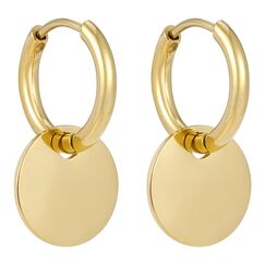 BONNYBIRD® Creolen mit Anhänger Gold Boho Ohrringe Damen Edelstahl Plättchen Kleine Damenohrringe Hängend Frauen Wasserfest Schmuck Vergoldet Goldschmuck Hypoallergen Chirurgenstahl Nickelfrei Sommer