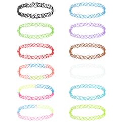 MXTIMWAN 12 Stück Choker Halskette Set, Stretch Choker, Tattoo Kette, Gummi Halsband, Damen Elastische Halskette