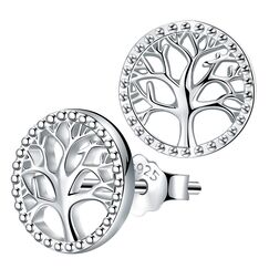 Lydreewam Lebensbaum Ohrringe f&uuml;r Damen 925 Sterling Silber Ohrstecker mit Geschenkbox f&uuml;r Weihnachten Geburtstag Muttertag, Durchmesser 10mm
