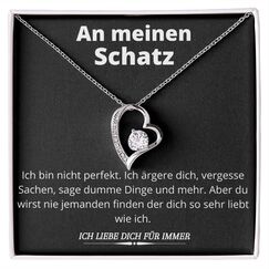 Ahnona An Meinen Schatz Haltzkette Edle Halskette f&uuml;r Damen 14 Karat Wei&szlig;gold Beschichtet, Muttertag, Jahrestag, Geburtstag Geschenk (Herz Silber)