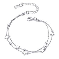 GUROTD Silber Armband für Frauen - 925 Sterling Silber Stern mit Cubic Zirkonia - Verstellbares Damen Armband für Teenager & Mädchen - Geschenk für Sie