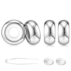 GW Charms Stopper 925 Sterling Silber für Armband mit Gummi Stopper Charms für Bead Charm Armband Anhänger Spacer (4x Silber)