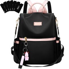 Leathario Rucksakck Damen klein,Diebstahlsicher Cityrucksack,Wasserdichtere Rucksackhandtasche,Eleganter Tagesrucksack für Büro,Pendeln,Arbeit,Backpack Women für Reisen,Einkaufen,Schwarz