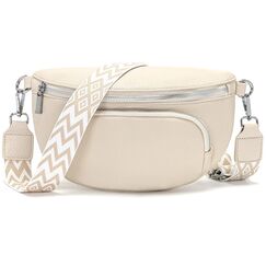 Rorimyth Bauchtasche Damen Beige Umhängetasche Damen Klein Veganes Leder Handtasche Crossbody Bag Gürteltasche Brusttasche Hüfttasche