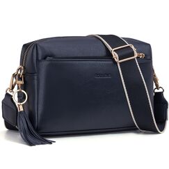 Roulens Damen Handy Umhängetasche,Veganem Leder Crossbody Schultertasche,Breiter Riemen Abendtasche mit drei Reißverschlussfächern Handtaschemit mit Kartenschlitz Verstellbar Abnehmbar Schultergurt