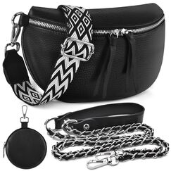 BROTOU Leder Handy Umhängetasche Echtes Crossbody Bag mit 2 Breitem Schultergurt Kartenhalter, mit Kleine Ledertasche Schwarz UmhäNgetasche Damen Leder Kleine Umhängetasche Damen