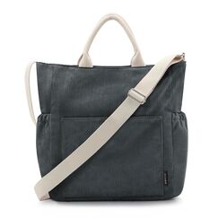 Prite Shopper Tasche Damen Groß Cordtaschen Tote Bag Cord Beuteltasche Stofftasche mit Verstellbarem Schultergurt für Arbeit Reisen Einkaufen Schule College