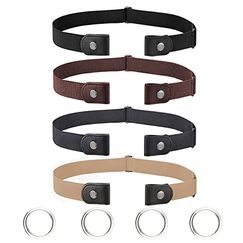 4 Stücke Gürtel Elastischer Ohne Schnalle | Unsichtbare für Damen / Herren - Schnallenfreier Stretch Elastischer für Jeans Hosen Kleid Justierbarer Unisex Keine Schnalle Buckless