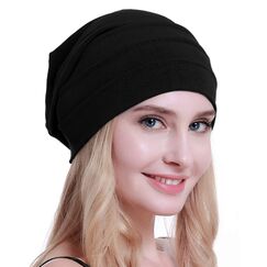 osvyo Baumwolle Chemo Hüte Soft Caps Krebs Kopfbedeckungen für Frauen Haarausfall versiegelt Verpackung SCHWARZ