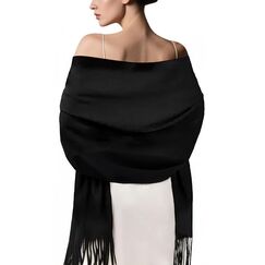 Arctic Penguin Pashmina Schal Kaschmir Stolen Damen Schultertuch f&uuml;r Frauen Hochzeit Kaschmirschal Herren Umschlagtuch Winter/ (Schwarz)