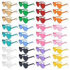 NACHLYNN 48 Brillen Herz-Sonnenbrillen für Damen 12 Farben Randlose Herzförmige Sonnenbrille Transparente Bonbonfarbene Herzbrille für Partygeschenke