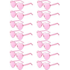 Daover 14 Paar Herz Sonnenbrille, Rosa Herzbrille Partybrille, Lustige Partybrillen, Bonbonfarbene Gläser, Hippie Brille für Geburtstagsfeier, Fasching, Karneval, Malle, für Kinder und Erwachsene