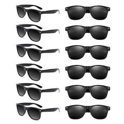 Epokus Sonnenbrille Schwarz,12 Stück Party Sunglasses Damen,Schwarze Brille Herren,80er 90er Mode Hippie Brill für Urlaub, Party, Hochzeit, Karneval,Fotoshooting