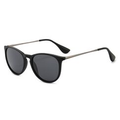 SUNGAIT Vintage Runde Damen Sonnenbrille Klassischer Retro Designer Stil(Schwarzer Rahmen mit mattem Finish/polarisierte graue Linse) SGT567
