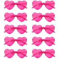 NACHLYNN 10 Paar Herz Sonnenbrille Rosenrot Farben Randlose Herzförmige Sonnenbrille für Damen Transparente Bonbonfarbene Herzbrille für Valentinstag Partygeschenke