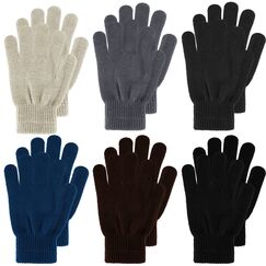 Boyiee 6 Paar Strickhandschuhe Erwachsene Vollfinger Handschuhe für Unisex Damen (Dunkelgrau, Hellgrau, Khaki, Kaffee, Grün, Schwarz, M)