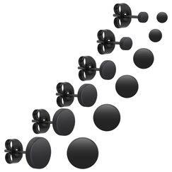 Yolev 6 Paar Dot Ohrstecker Schwarz Unisex Edelstahl Ohrringe Runde Flat Top Ohrringe Schwarz Set Damen Herren Mädchen (3mm-8mm) Halloween Punk Rock Ohrstecker