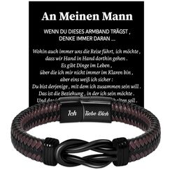 Coldbling Valentinstag Jahrestag Geschenk für Ihn, An Meinen Mann Armband Ich Liebe Dich Geschenke für Männer Ehemann Freund Mann Lederarmband Weihnachten Hochzeitstag Geburtstag Liebes Geschenk
