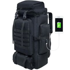 Vaupan 80L Wandern Rucksack, Camping Rucksack, wasserdichte große Outdoor Sport Reise Daypack Molle Rucksack für Männer Frauen (Schwarz)