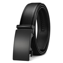 CHAOREN Automatik Gürtel Herren, Buckley Ledergürtel Ratsche Automatikschließe für Herren Business Anzug, 35mm Breit Gürtel Ohne Löcher, Größe Angepasst - Schwarz