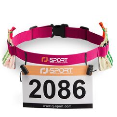 RJ-Sport Triathlon Startnummernband Laufgurt mit Nummernhalter & 6 Gel-Halter für Joggen Radfahren Marathons, Rosa