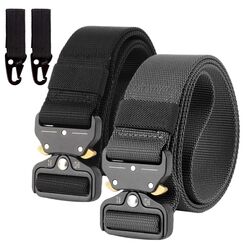 Chalier Herren 2er Unisex Gürtel, Armee-grün + Schwarz, Einheitsgröße