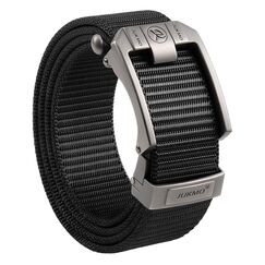 JUKMO Ratsche Gürtel Herren, Nylon Web Automatik Taktischer Arbeit Gürtel (Schwarz, Für Taille 60cm-105cm (Länge 120cm))