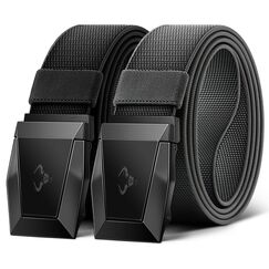 KEMISANT Taktischer Gürtel 2er, Gürtel Herren Arbeitsgürtel Militär Wandern 38mm,Schnellverschluss Metallschnalle(Schwarz/Dunkelgrau-115cm/34-38" taille verstellbar)