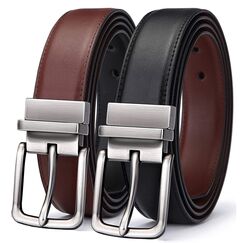 BULLIANT Ledergürtel Herren, Wendegürtel Herren Leder 31mm für Business Anzug und Jeans Gürtel,Ein Gürtel Wendbar Zwei Farben(Schwarz/Hellbraun,110cm/34-36" taille verstellbar)