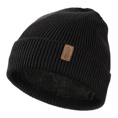 Wmcaps Beanie Mütze, Herren Winter Warme Unisex Wintermütze Strickmütze Dehnbare Weiche Wollmütze mit Bündchen und Dickem Warmem Futter Geschenke für Freundin männer Frauen (Schwarz)