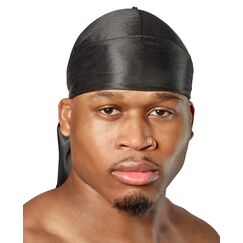 Shyne Silky Durag – Schwarz | Perfekt für Waves, Zöpfe und Locken | Premium Silk Du Rags für Männer und Frauen | Langer Schwanz | Ultraweicher und knitterfreier Satin | Black-Owned Business