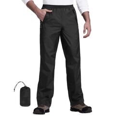 33,000ft Packbare Regenhose Herren Wasserdicht Leichte Fahrrad Überziehhose Winddicht Reflektierende Wanderhose zum Golf Outdoor Angeln Schwarz L 30 Inch