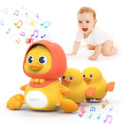 Gofimyee Musik Enten Spielzeug, Baby Spielzeug für 1, 2 und 3-Jahre alte Kinder, Early Education Sound Spielzeug mit Lullaby, einschließlich Einer großen Ente, Zwei kleine Enten und Batterien